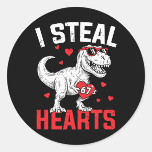 Ich stehle 67 Herzen Lustiger Sechs Sieben Valenti Runder Aufkleber