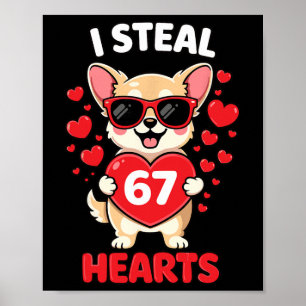 Ich stehle 67 Herzen Lustiges Chihuahua Valentins- Poster