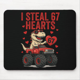 Ich stehle 67 Herzen T-Rex Dino Truck Six Seven Va Mousepad