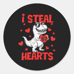 Ich stehle 67 Herzen T-Rex Six Seven Valentinstag Runder Aufkleber