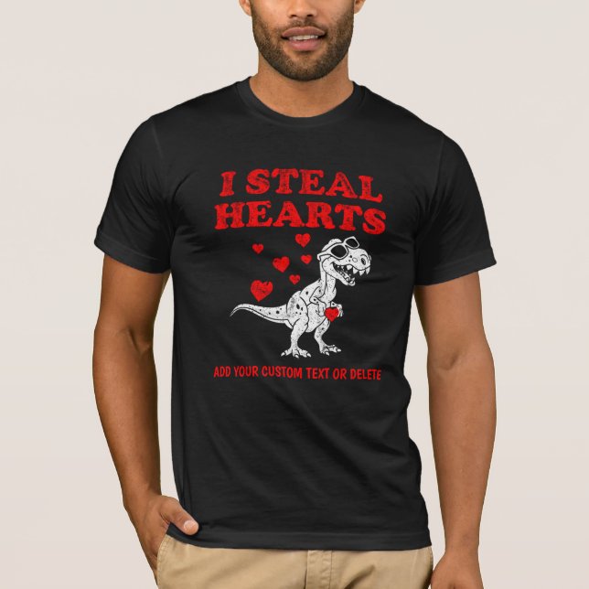 Ich stehle Herz Dino Valentinstag Valentines T-Shirt (Vorderseite)
