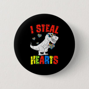 Ich stehle Herz Dinosaur Autismus Bewusstsein Klei Button