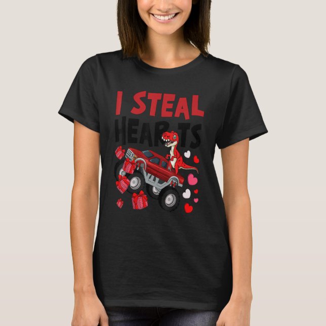 Ich stehle Herz Dinosaurier Monster Truck T Rex Va T-Shirt (Vorderseite)