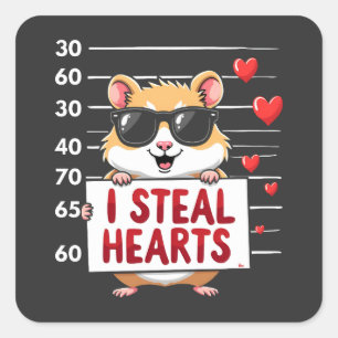 Ich stehle Herz Hamster Lover Valentine Day Quadratischer Aufkleber