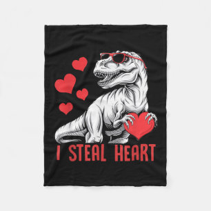 Ich stehle Herz T-rex Dinosaurier Valentine Kids B Fleecedecke