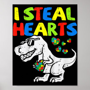 Ich stehle Herz Trex Dinosaur Kinder Jungen Autism Poster