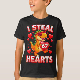 Ich stehle Herzen 67 Trex Kids Valentins Meme Six T-Shirt