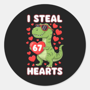 Ich stehle Herzen 67 Trex Kinder Valentins Meme Si Runder Aufkleber