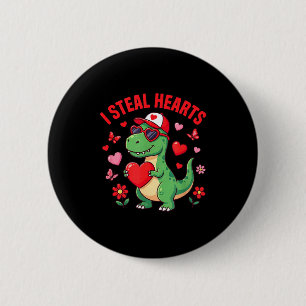 Ich stehle Herzen Dinosaurier Trex Dino Liebe Vale Button