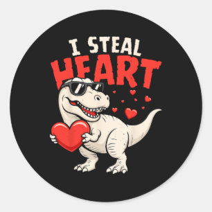 Ich stehle Herzen Dinosaurier Valentinskarten für  Runder Aufkleber