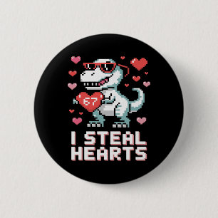 Ich stehle Herzen Lustiger T-Rex Dinosaurier Valen Button