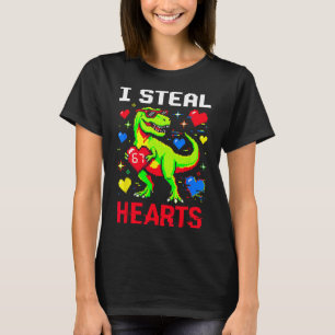 Ich stehle Herzen Pixel Dinosaurier Gamer Valentin T-Shirt