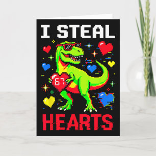Ich stehle Herzen Pixel-Dinosaurier-Spieler Valent Karte