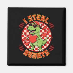 Ich stehle Herzen Retro kariert Valentinstag Dinos Magnet
