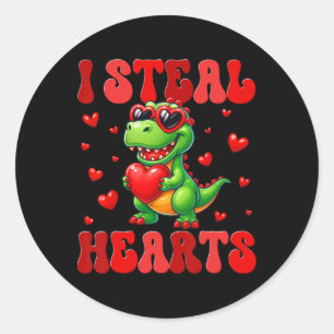 Ich stehle Herzen Süßer Dinosaurier Herz Valentins Runder Aufkleber