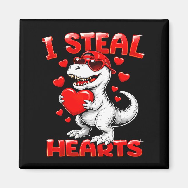 Ich stehle Herzen T Rex Dinosaurier Junge Valentin Magnet (Vorne)