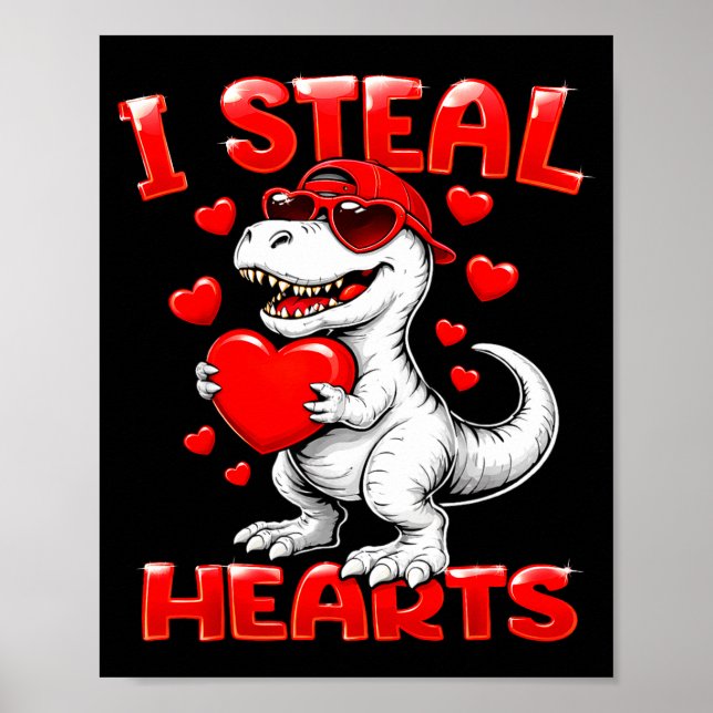 Ich stehle Herzen T Rex Dinosaurier Junge Valentin Poster (Vorne)
