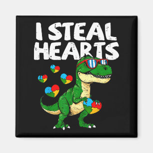 Ich stehle Herzen T-Rex Puzzle Autismus-Bewusstsei Magnet