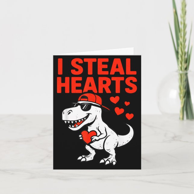 Ich stehle Herzen Trex Dino Baby Junge Valentinsta Karte (Vorderseite)
