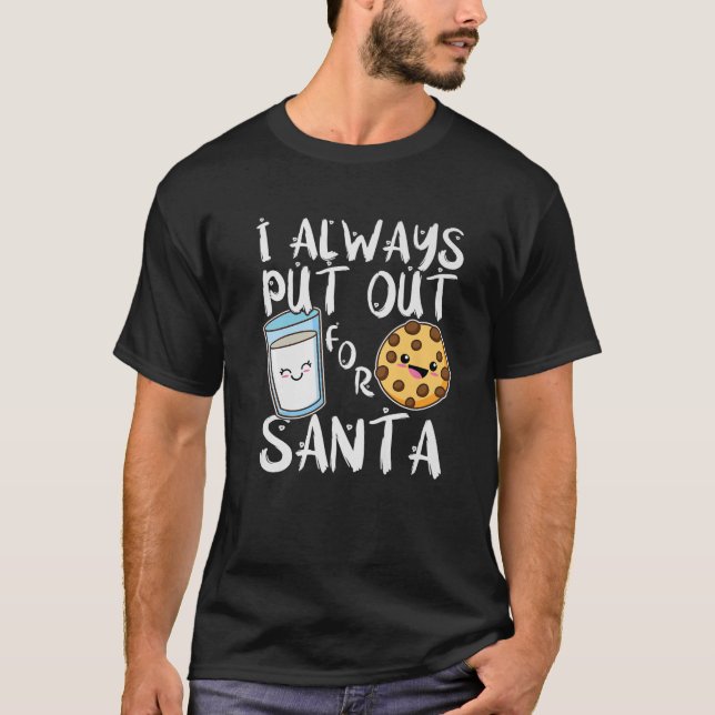 Ich stelle immer für Santa, Kawaii Cookie und Milc T-Shirt (Vorderseite)