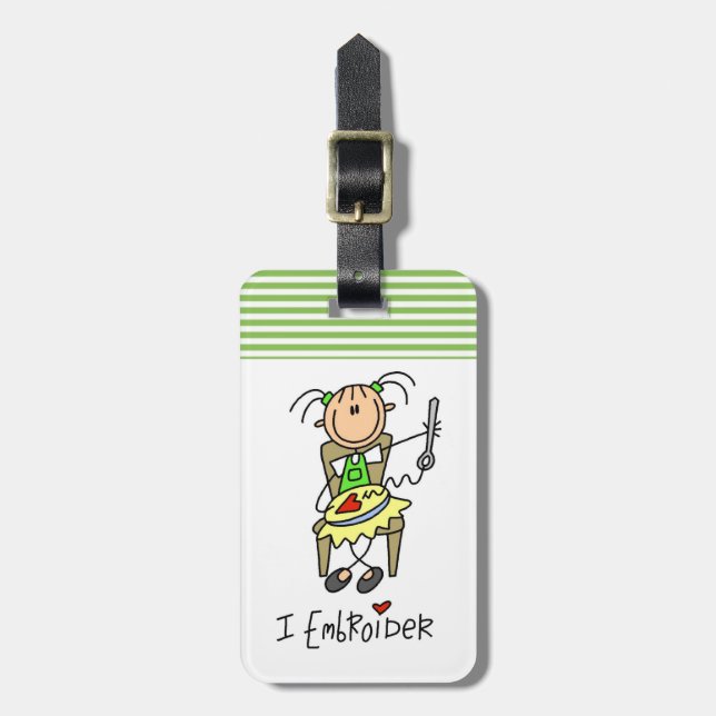 Ich sticke Strichmännchen Gepäckanhänger (Vorderseite vertikal)