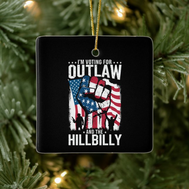 Ich stimme für das Gesetz und den Hillbilly 2024 Keramikornament (Baum)