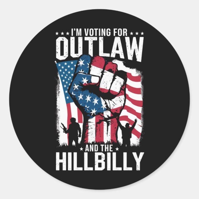 Ich stimme für das Gesetz und den Hillbilly 2024 Runder Aufkleber (Vorderseite)