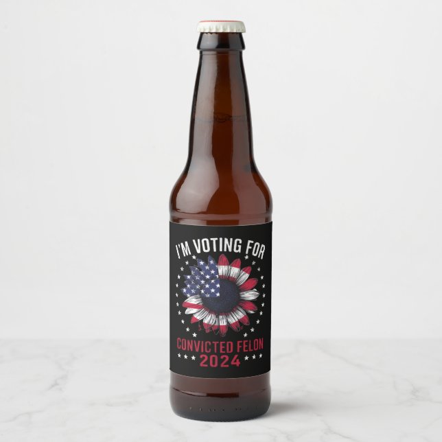 Ich stimme für den verurteilten Felon Pro Trump 20 Bierflaschenetikett (Vorderseite)