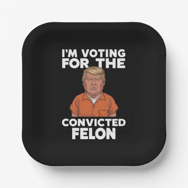 Ich stimme für den verurteilten Felon Pro Trump 20 Pappteller (Vorderseite)