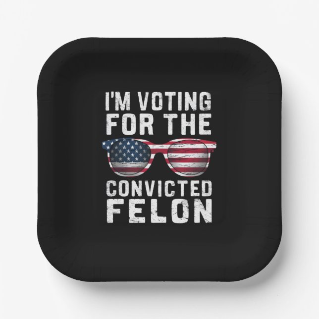 Ich stimme für den verurteilten Felon Pro Trump 20 Pappteller (Vorderseite)
