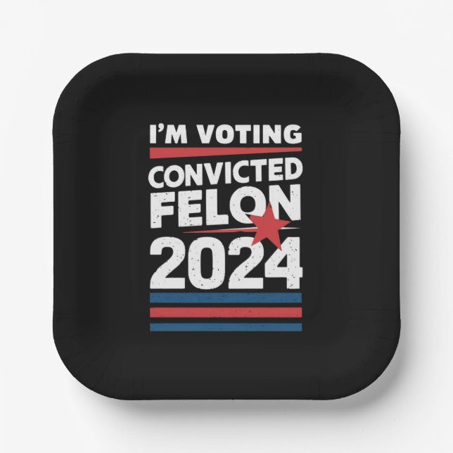 Ich stimme für den verurteilten Felon Pro Trump 20 Pappteller (Vorderseite)
