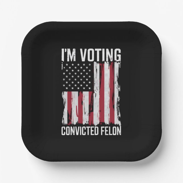 Ich stimme für den verurteilten Felon Pro Trump 20 Pappteller (Vorderseite)