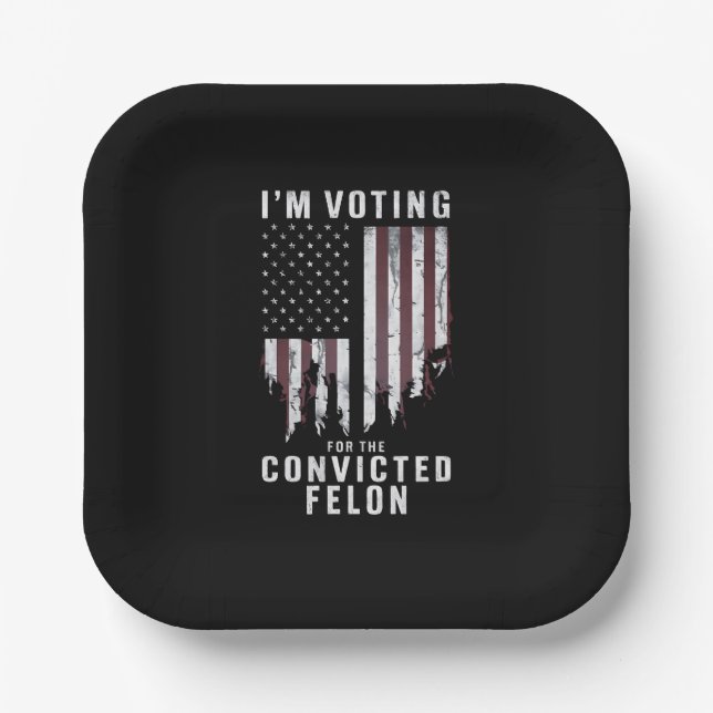 Ich stimme für den verurteilten Felon Pro Trump 20 Pappteller (Vorderseite)