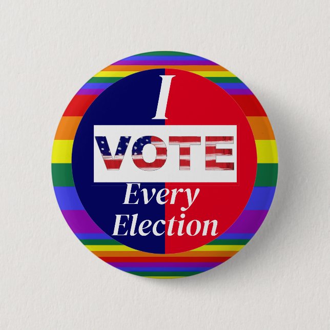 Ich stimme für jede Wahl Stolz Farben Button (Vorderseite)