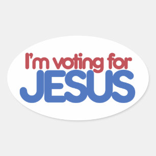 Ich stimme für Jesus Christus Ovaler Aufkleber