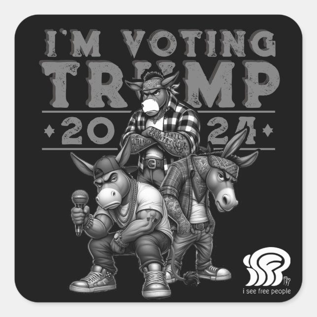 ICH STIMME FÜR TRUMP 2024 QUADRATISCHER AUFKLEBER (Vorderseite)