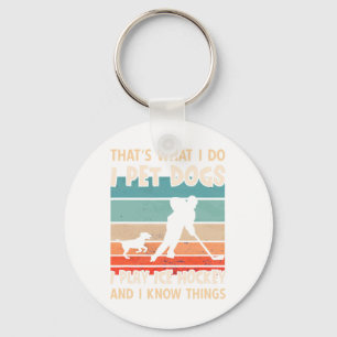 Ich streichle Hunde, ich spiele Eishockey Design - Schlüsselanhänger