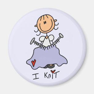 Ich stricke Stick Figure T-Shirts und Geschenke Magnet
