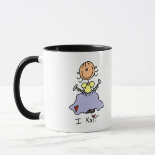 Ich stricke Stick Figure T-Shirts und Geschenke Tasse