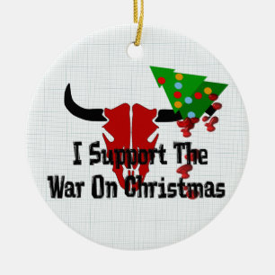 Ich stütze Krieg auf Weihnachten Keramikornament
