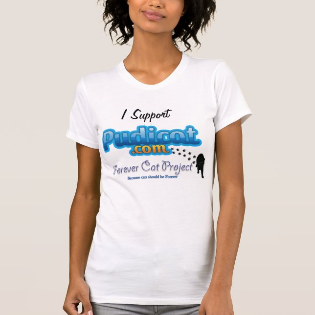 Ich stütze Pudicat.com für immer Katzen-Projekt T-Shirt (Vorderseite)