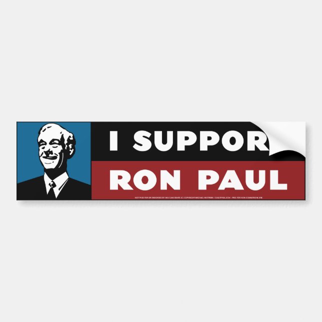 Ich stütze Ron Paul - cooles Blau Autoaufkleber (Vorne)