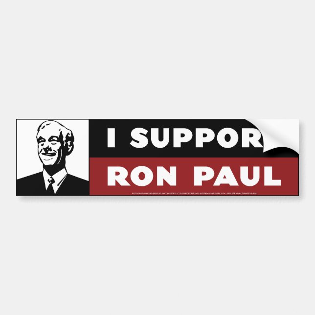 Ich stütze Ron Paul - Weiß Autoaufkleber (Vorne)