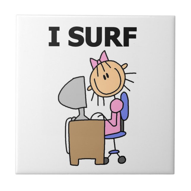Ich surfe im Web Fliese (Vorderseite)