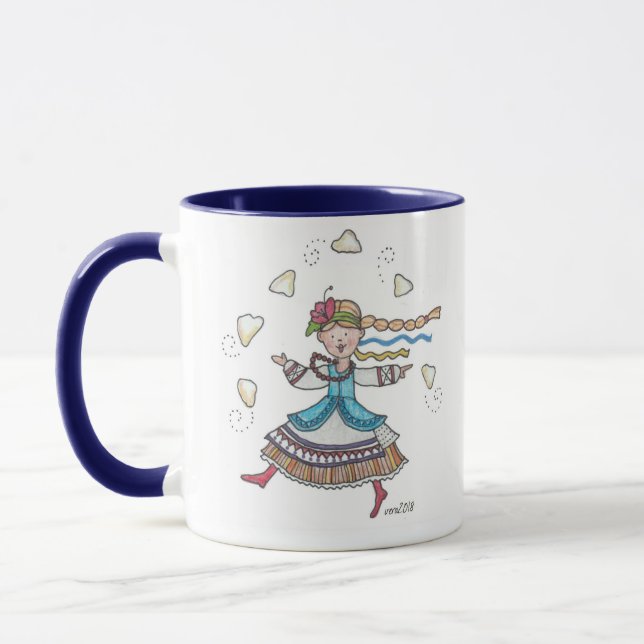 Ich tanze für Perogies, Pierogies, pyrohy Ukrainer Tasse (Links)