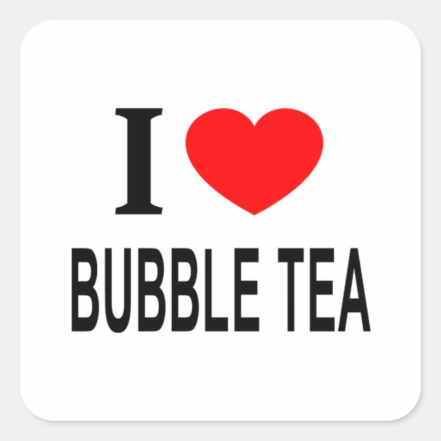 ICH ❤️ TEE I LIEBE, TEE IM HERZEN QUADRATISCHER AUFKLEBER (Vorderseite)