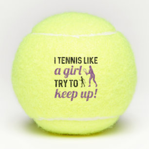 Ich Tennis wie ein Mädchen Behalt auf Tennisbälle