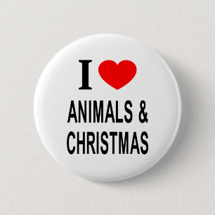 ICH ❤️ TIERE & CHRISTMAS IN LIEBE VON TIEREN & CHR BUTTON