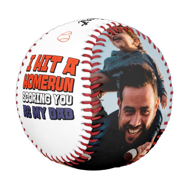 Ich traf einen Homerun Vater Foto Vathers Day Base Baseball (Schrägansicht)