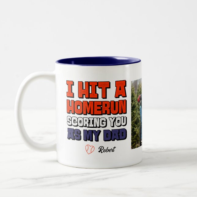 Ich traf einen Homerun Vater Foto Vathers Day Base Zweifarbige Tasse (Links)